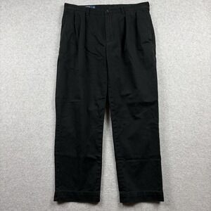 Polo Ralph Lauren Ethan Pants Mens 35x30 Black Pleated Cotton Chino Straight Leg